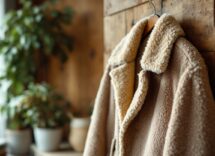 Giacca in shearling abbinata per un look invernale elegante