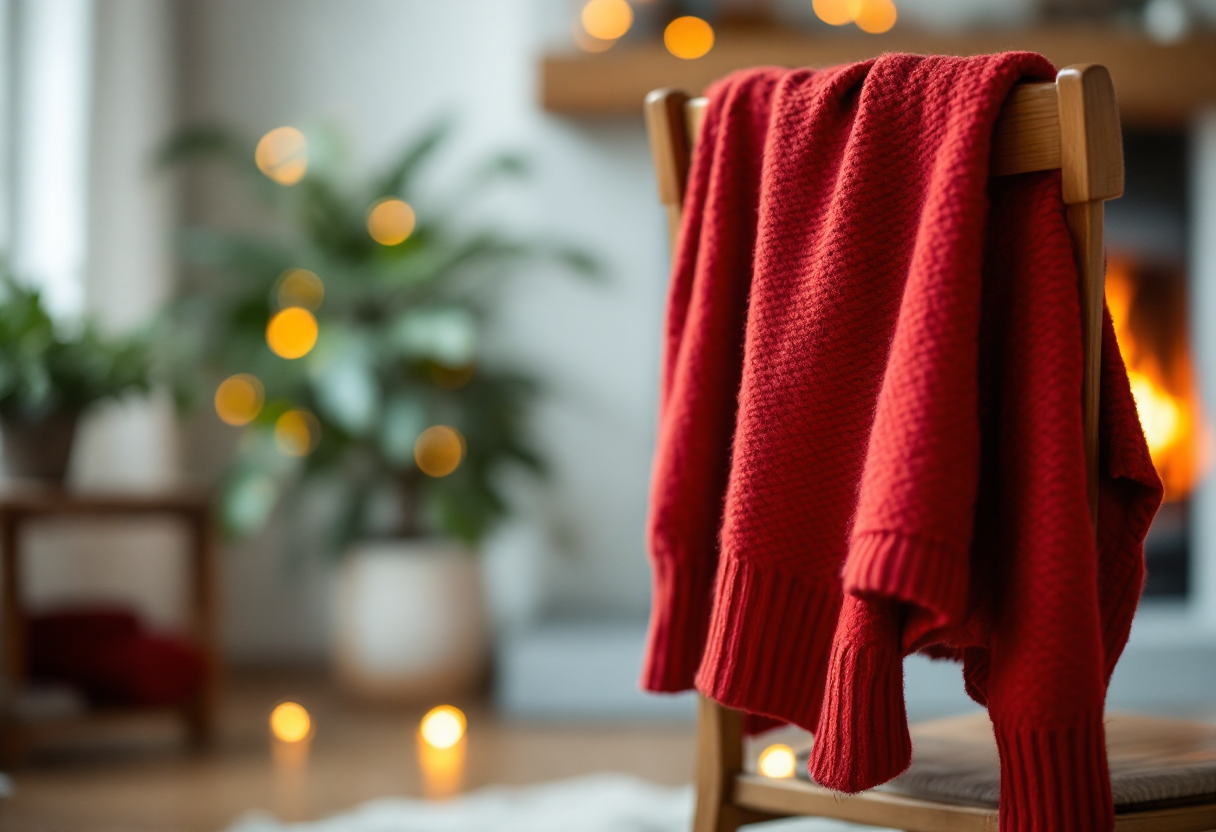 Maglione rosso invernale elegante e caldo